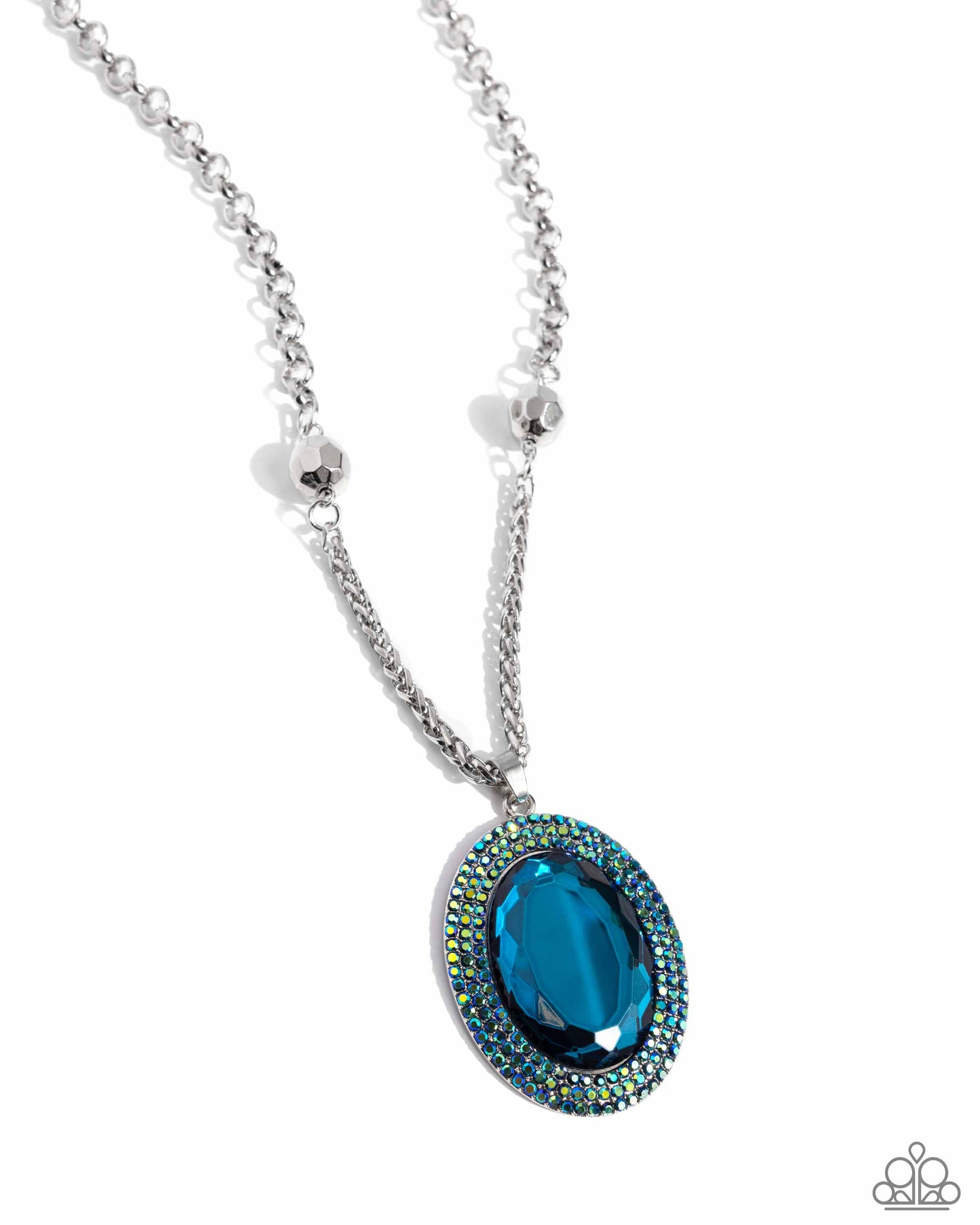 Paparazzi Accessories-Manufactured Majesty Blue Oval Necklace Set