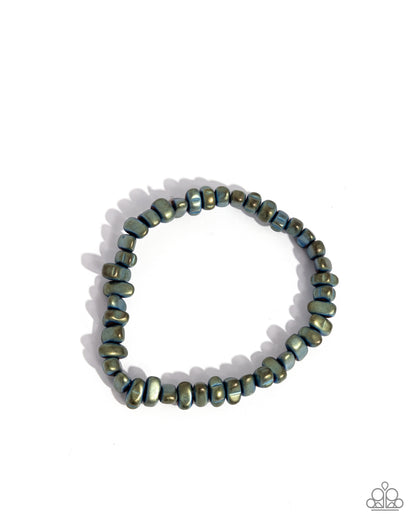 Paparazzi Accessories-Matte Makeover Green Pebble Urban Men's Bracelet