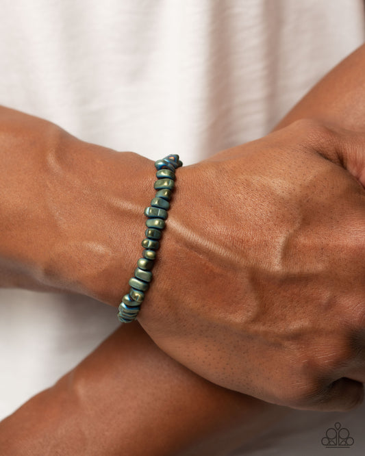 Paparazzi Accessories-Matte Makeover Green Pebble Urban Men's Bracelet