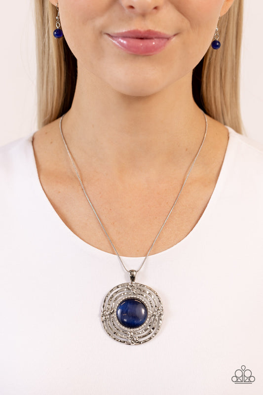 Paparazzi Accessories-Maze STUNNER Blue Cat's Eye Stone Necklace Set