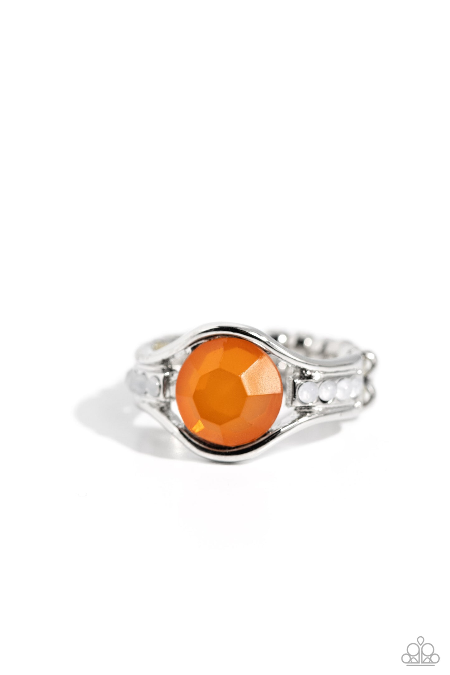 Paparazzi Accessories-Meadow Mist Orange Dewy Rhinestone  Ring