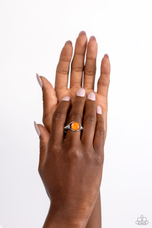 Paparazzi Accessories-Meadow Mist Orange Dewy Rhinestone  Ring