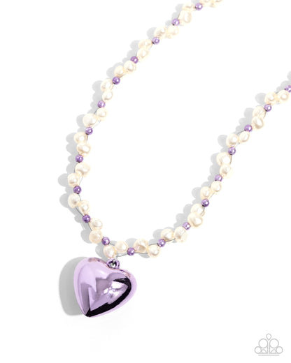 Paparazzi Accessories-Mermaid Model Purple Heart White Pearl Necklace Set