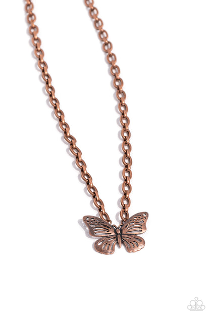 Paparazzi Accessories-Midair Monochromatic Copper Butterfly Necklace Set