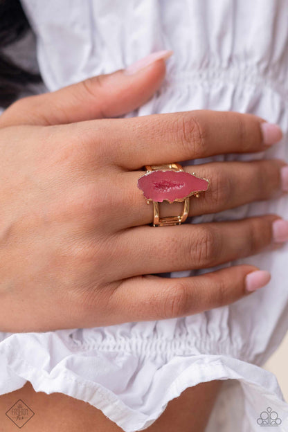 Paparazzi Accessories-Mineral Masterpiece Pink Earthy Stone Ring