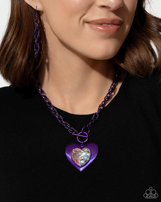Paparazzi Accessories-Modern Matchup Purple LOTP Heart Pendant Set