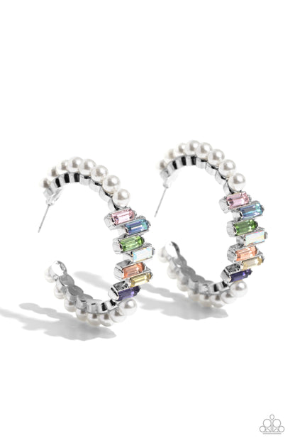 Paparazzi accessories-Modest Maven Multi  Sparkly Gem Hoop Earrings