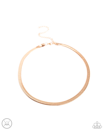 Paparazzi Accessories-Musing Moments Gold Herringbone Choker Set
