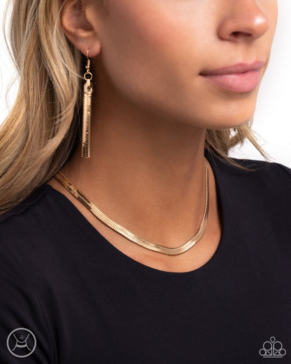 Paparazzi Accessories-Musing Moments Gold Herringbone Choker Set