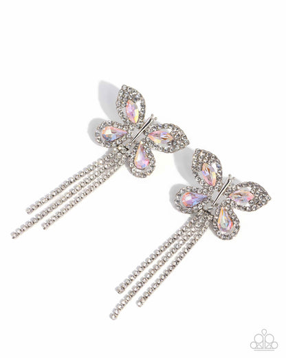 Paparazzi Accessories-Next SOAR Pink UV LOTP Butterfly Earrings