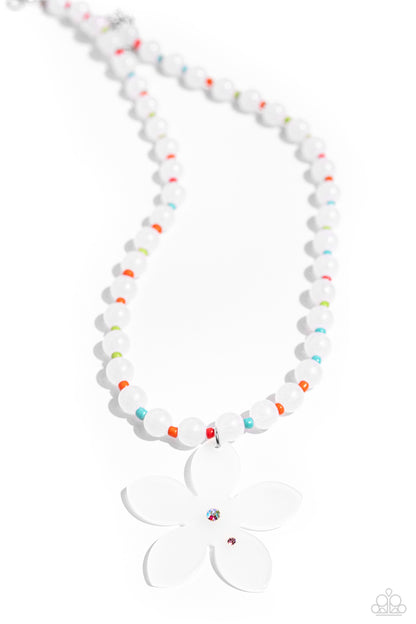 Paparazzi Accessories-Nostalgic Novelty White Acrylic Bead Necklace Set