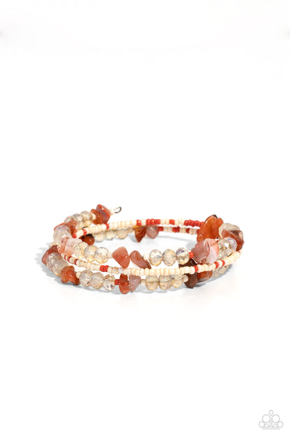 Paparazzi Accessories-Notoriously Nuanced Orange Glassy Bead Bracelet
