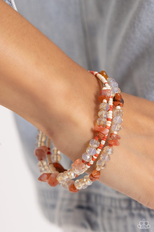 Paparazzi Accessories-Notoriously Nuanced Orange Glassy Bead Bracelet