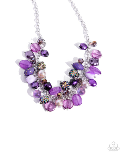 Paparazzi Accessories-Offbeat Ofrenda Purple Oil Spill Bead Necklace Set