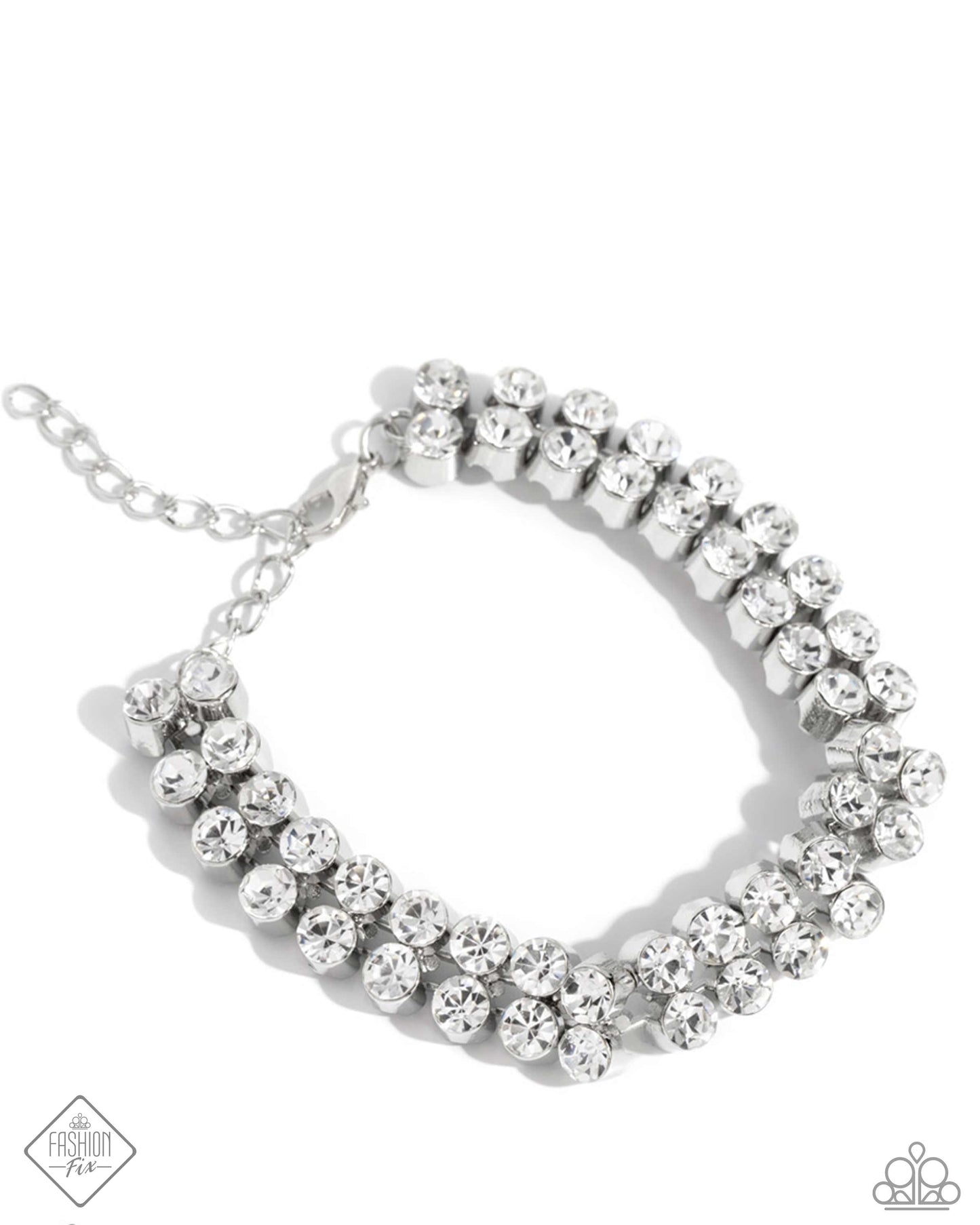 Paparazzi Accessories-Once Upon A TIARA White Rhinestone Bracelet