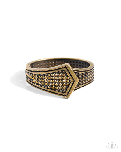 Paparazzi Accessories-Order Of The Arrow Brass Stud Rhinestone Bracelet