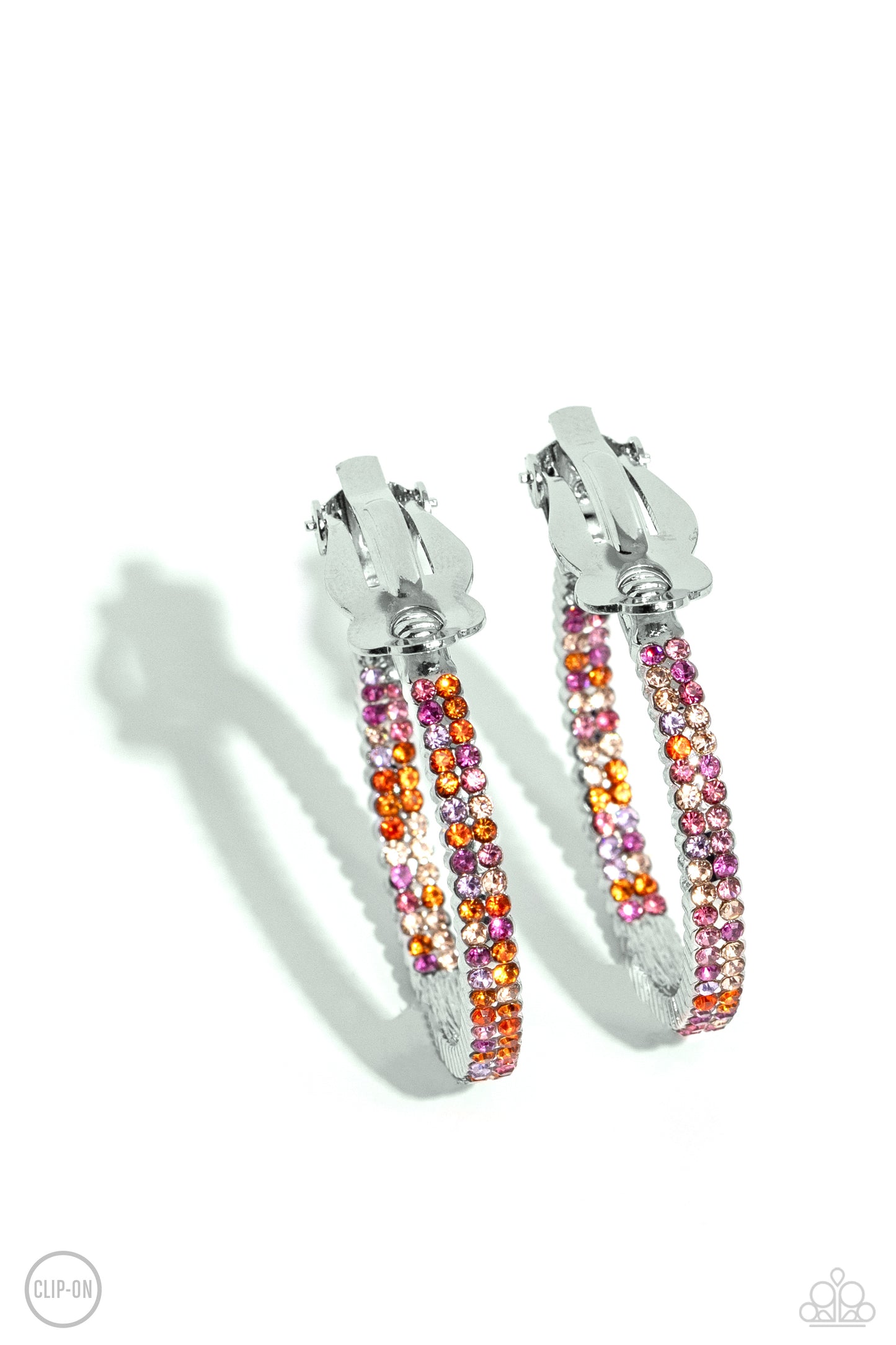 Paparazzi Accessories-Outstanding Ombre' Orange Dazzling Hoop Earrings