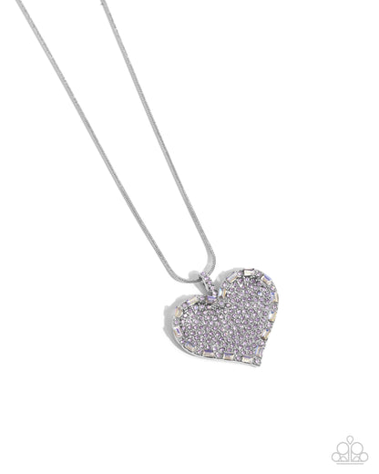 Paparazzi Accessories-Affectionate Advance Purple Glassy Heart Pendant