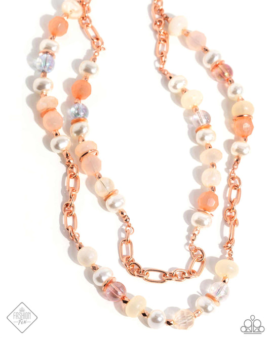 Paparazzi Accessories-Crack Dawn Copper Acrylic Bead Necklace Set