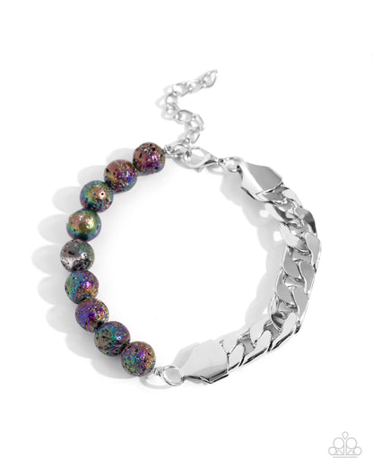 Paparazzi Accessories-Foiled Feature Multi Oil Spill Lava Rock Bracelet