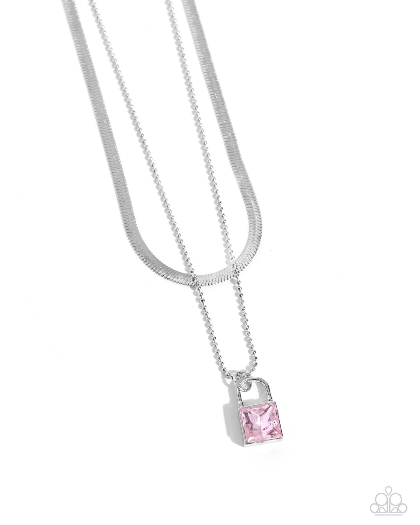 Paparazzi Accessories-Padlock Possession Pink Herringbone Necklace Set