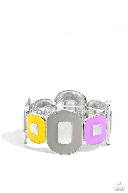 Paparazzi Accessories-Painted Pairing Silver Geometric Frame Bracelet