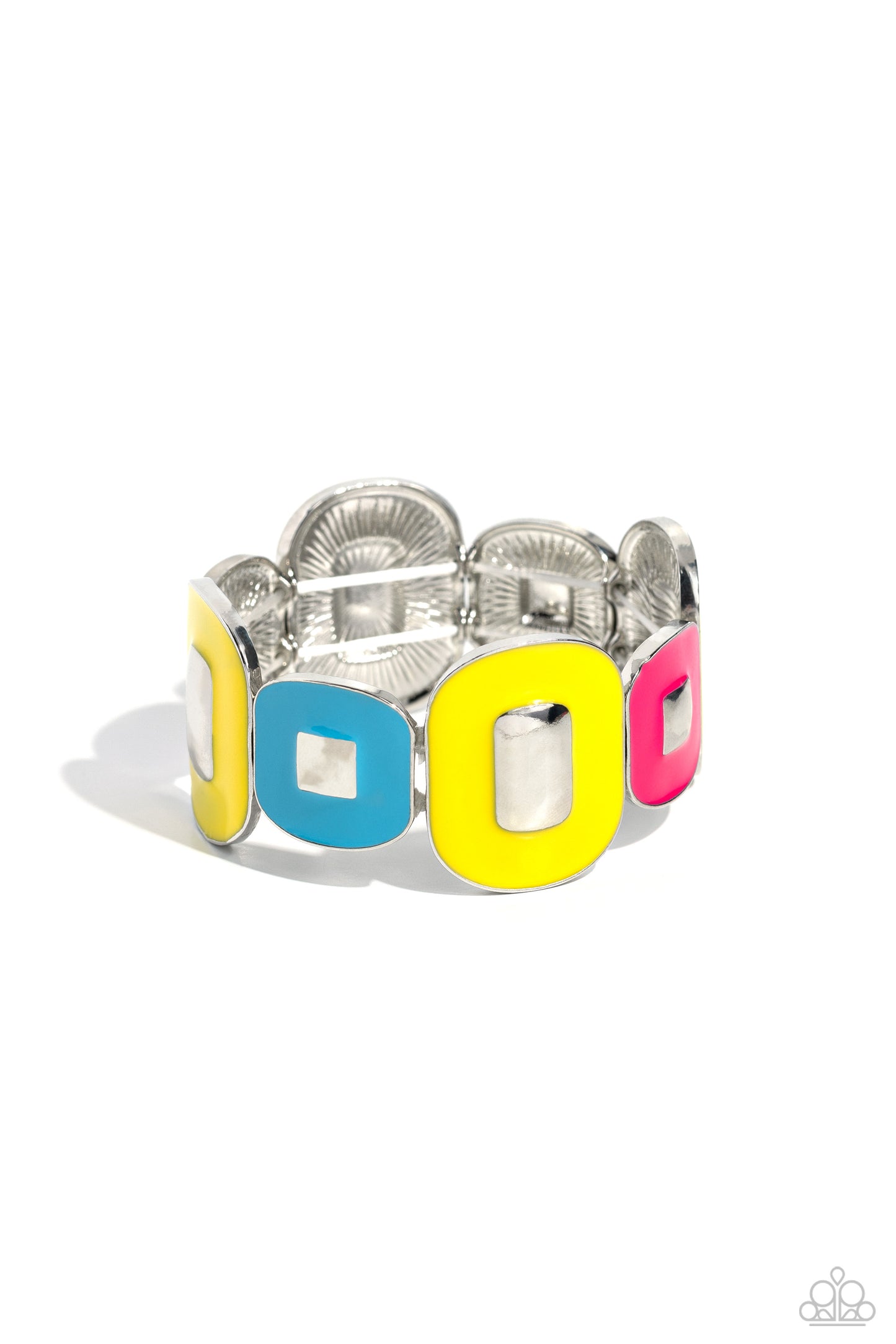 Paparazzi Accessories-Painted Pairing Yellow Round/Square Bracelet