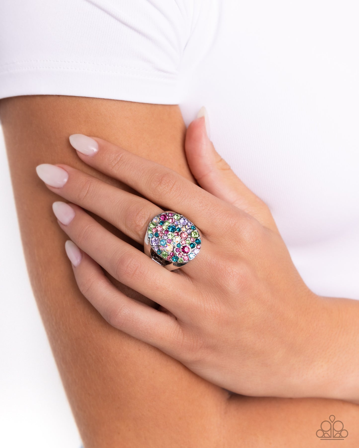 Paparazzi Accessories-Pampered Pattern Multi Iridescent Stacked Ring