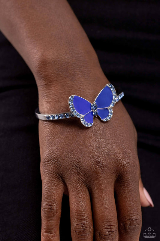 Paparazzi Accessories-Particularly Painted Blue Butterfly Bracelet