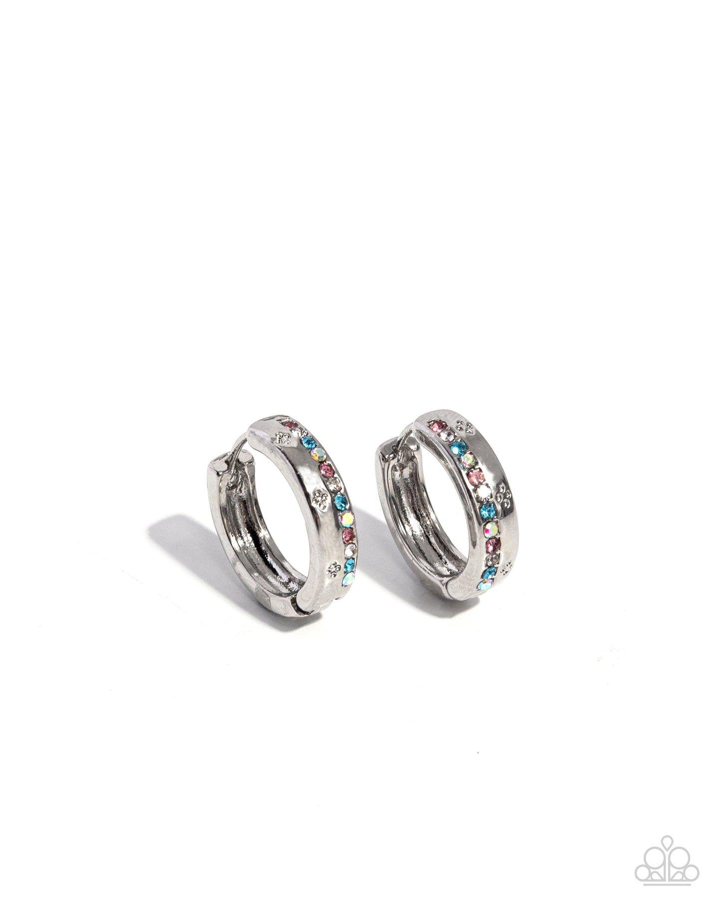 Paparazzi Accessories-Perceptive Polish Multi Rhinestone Hoop Earrings