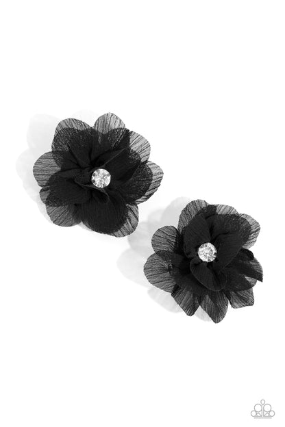 Paparazzi Accessories-Perennial Palace Black Chiffon Petal Hair Clip