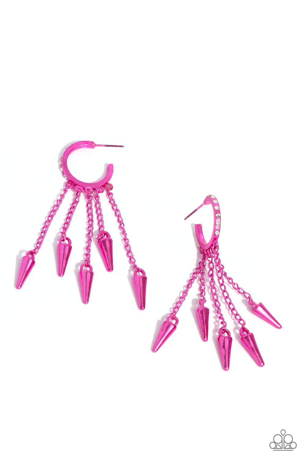 Paparazzi Accessories-Piquant Punk Pink Metallic Spike Earrings