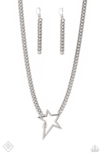 Paparazzi Accessories-Playful Popstar Silver June 2023 FF Necklace Set