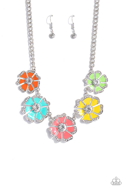 Paparazzi Accessories-Playful Posies Multi LOTP Rhinestone Necklace Set