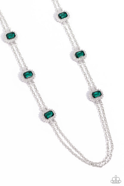 Paparazzi Accessories-Pocketful Of Sunshine Green Sunburst Necklace Set
