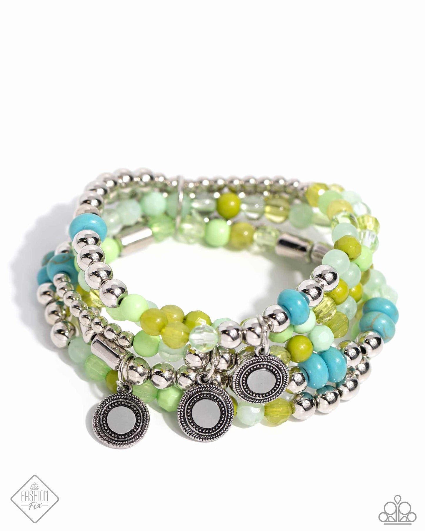 sPaparazzi Accessories-Poignant Pairing Green Stretchy Beads Bracelet