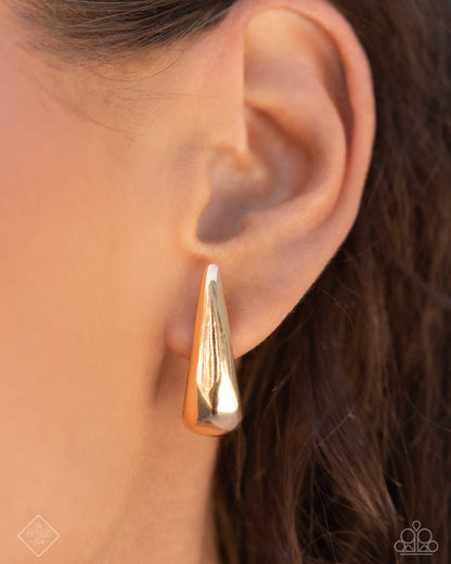 Paparazzi Accessories-Positive Change Gold Teardrop Hoop Earrings