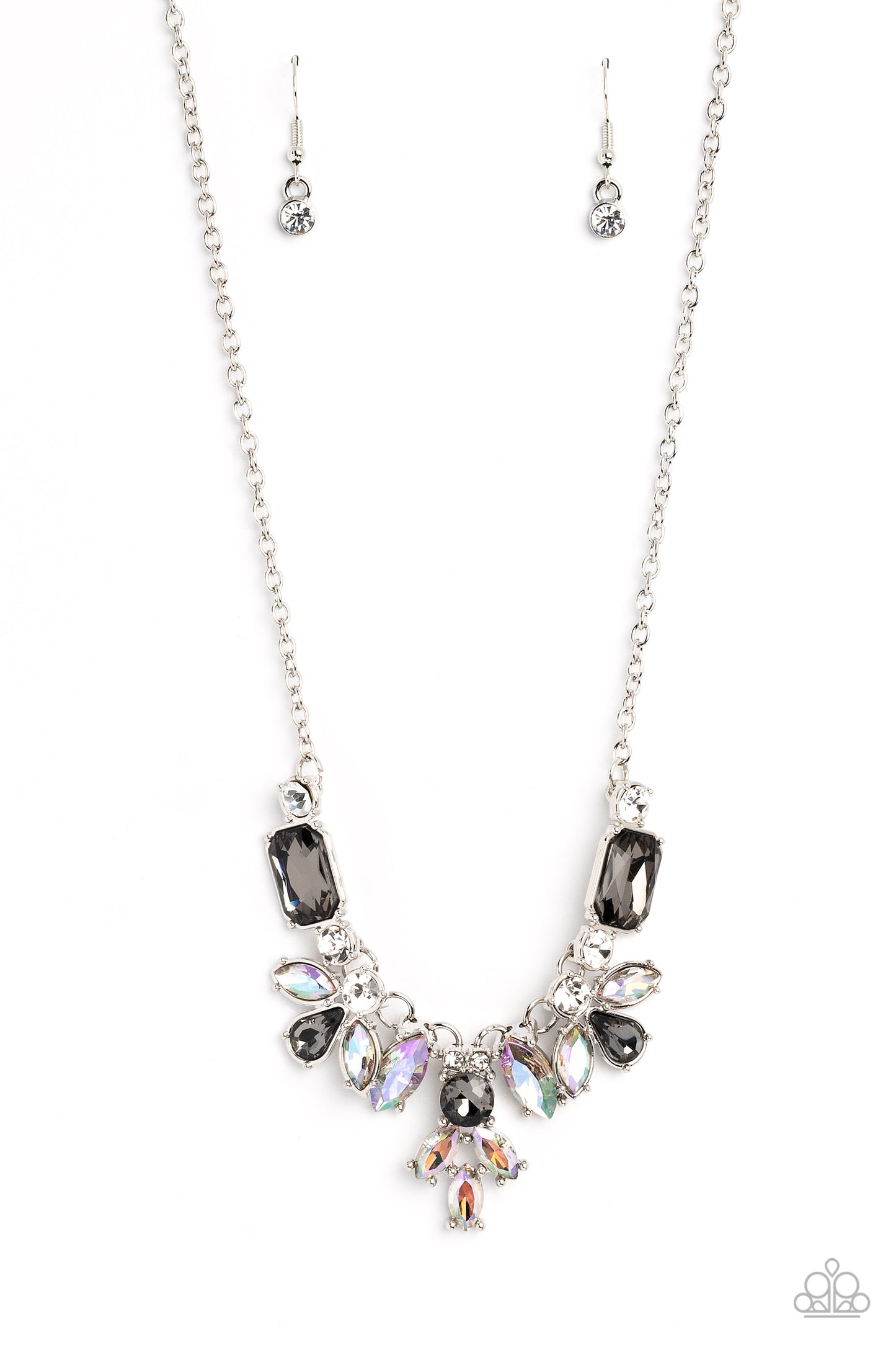 Paparazzi Accessories-Prima Donna Dazzle Silver iridescent Necklace Set
