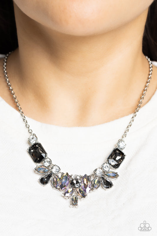 Paparazzi Accessories-Prima Donna Dazzle Silver iridescent Necklace Set