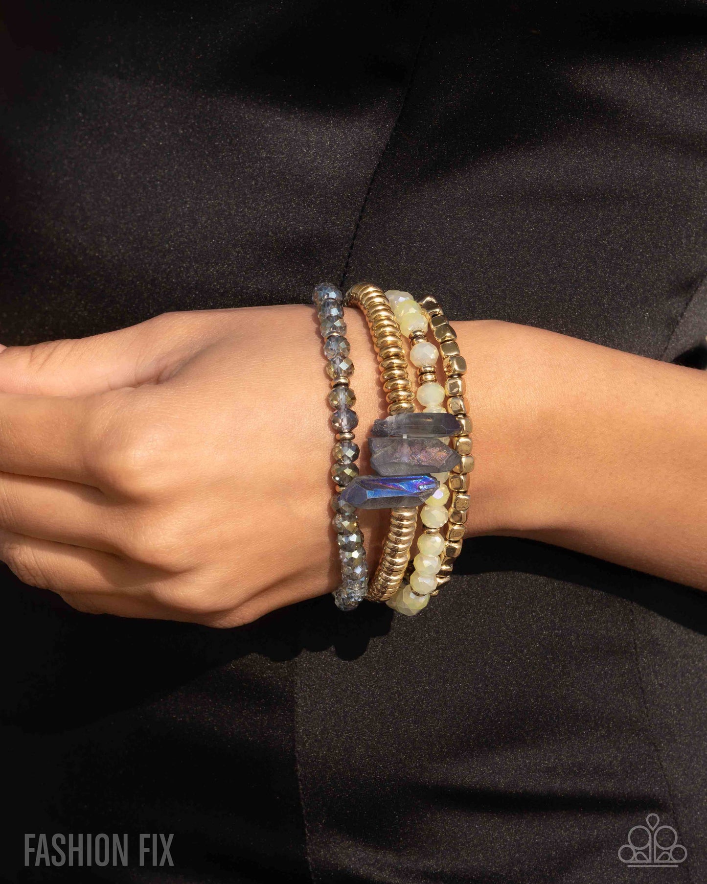 Paparazzi Accessories-Principal Panoply Gold Crystal Bead FF Bracelet