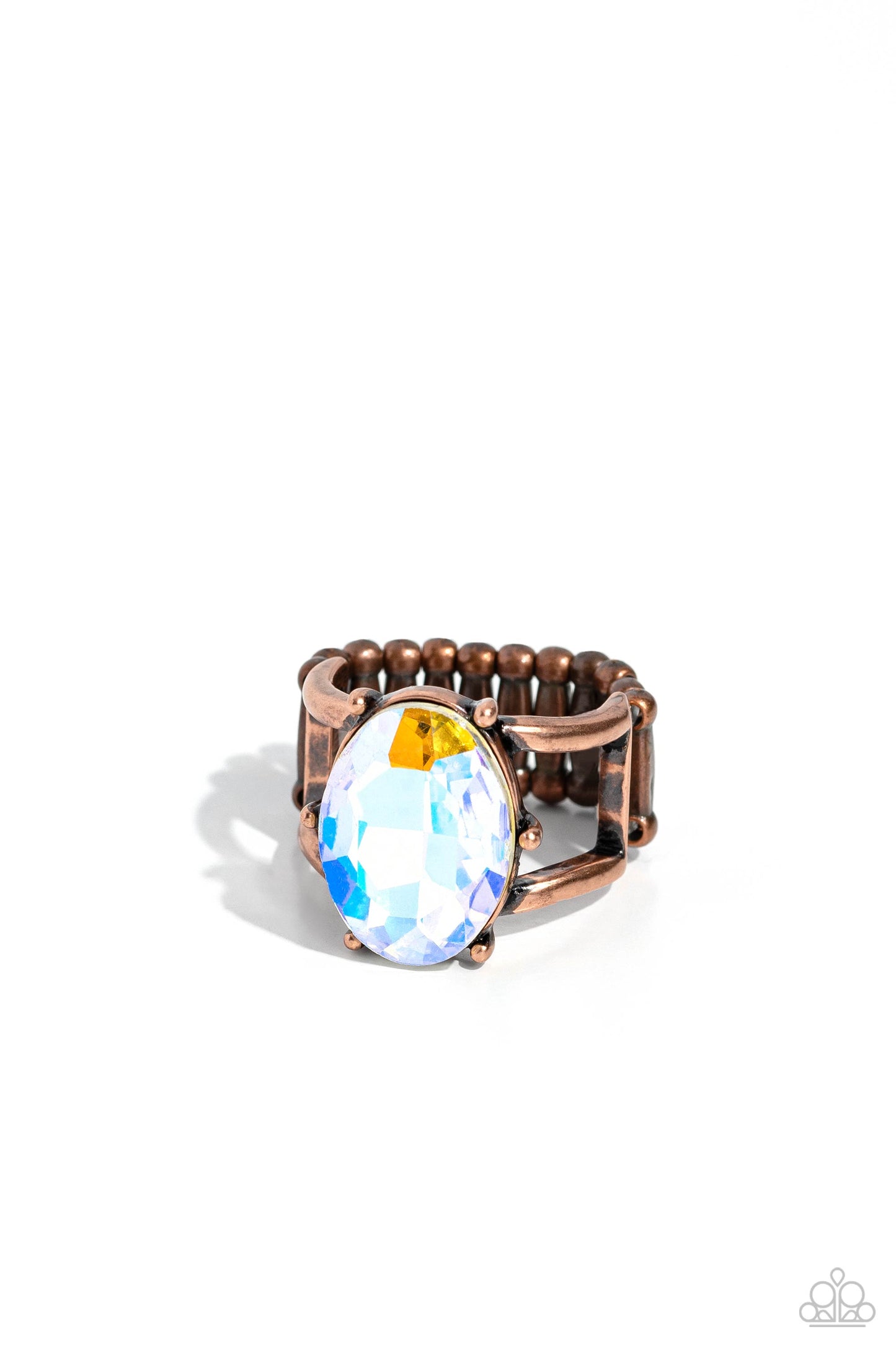 Paparazzi Accessories-Prismatically Pronged Copper UV Oval Gem Ring