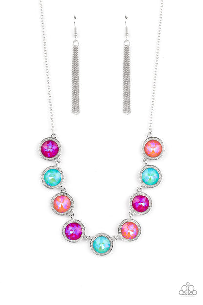 Paparazzi Accessories-Queen Of The Cosmos Orange Iridescent Necklace Set