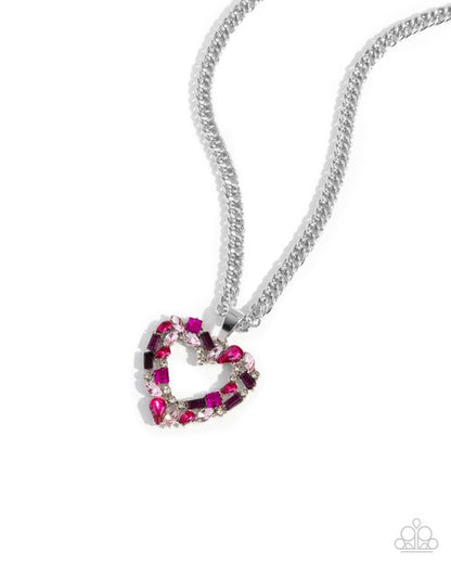 Paparazzi Accessories-Romance Is A Bonus Multi Pink Heart Necklace
