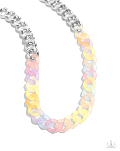 Paparazzi Accessories-Rainbow Ragtime Multi Acrylic Ring Necklace Set