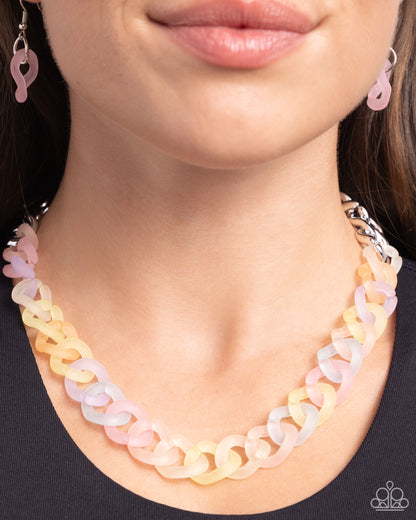 Paparazzi Accessories-Rainbow Ragtime Multi Acrylic Ring Necklace Set