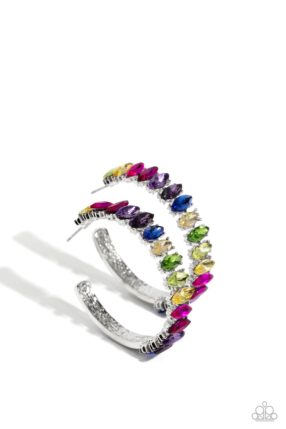 Paparazzi Accessories-Rainbow Range Multi Colorful Marquise Hoop Earrings