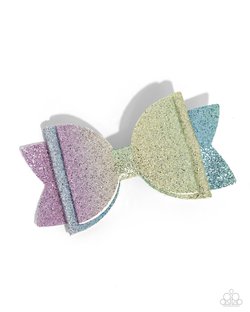 Paparazzi Accessories-Rainbow Reverie Multi Glittery Fabric Bow Hair Clip