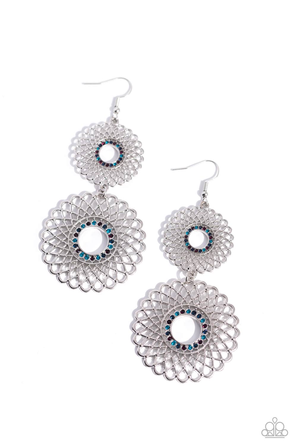 Paparazzi Accessories-Regal Roulette Multi Floral Medallion Earrings