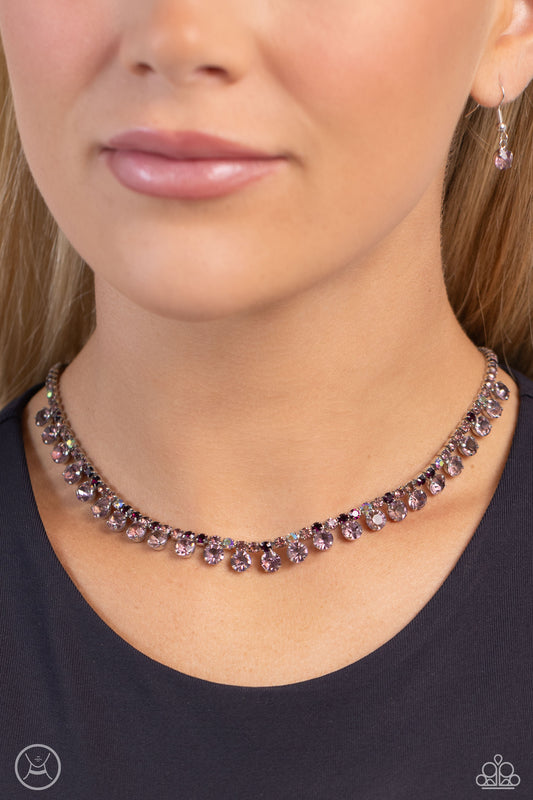 Paparazzi Accessories-Ritzy Rhinestone Purple Iridescent Choker Set