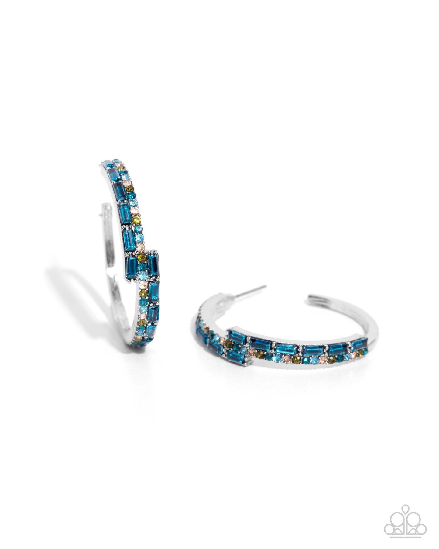 Paparazzi Accessories-Ritzy Reputation Blue Rhinestone Hoop Earrings